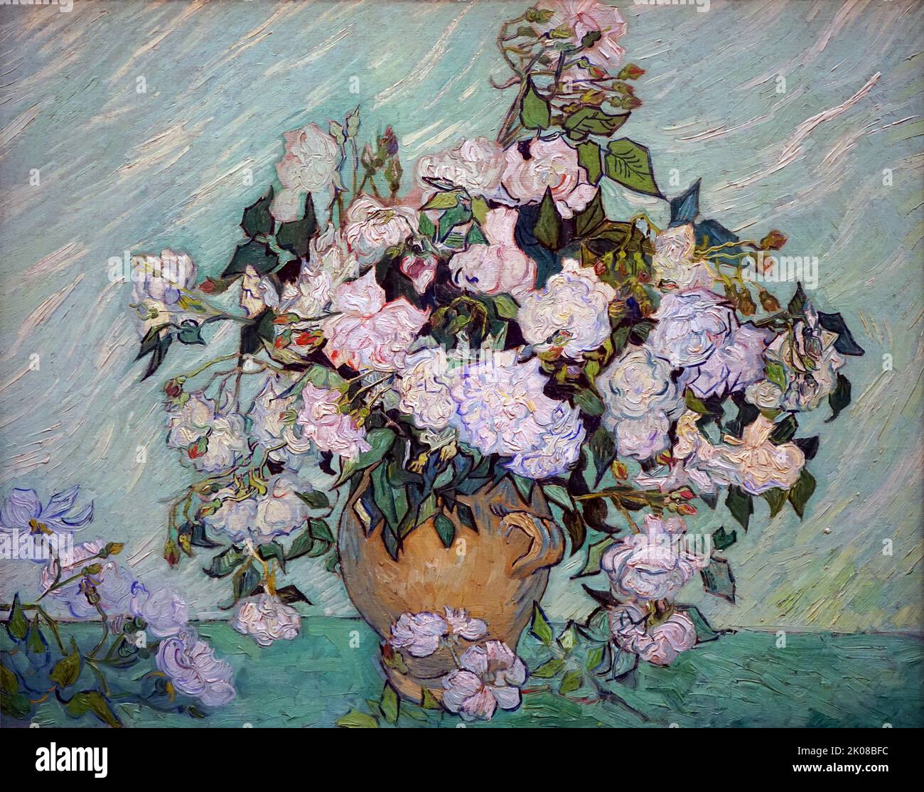 Roses, par Vincent Willem van Gogh (30 mars 1853 - 29 juillet 1890) est un peintre post-impressionniste néerlandais qui devint à titre posthume l'une des figures les plus célèbres et influentes de l'histoire de l'art occidental Banque D'Images