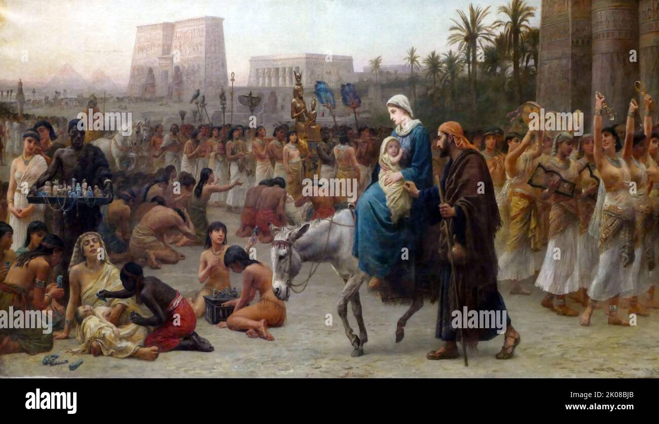 Anno Domino ou The Flight to Egypt, 1883, par Edwin Longsden long RA (12 juillet 1829 - 15 mai 1891) était un peintre britannique de genre, d'histoire, de Bible et de portrait Banque D'Images
