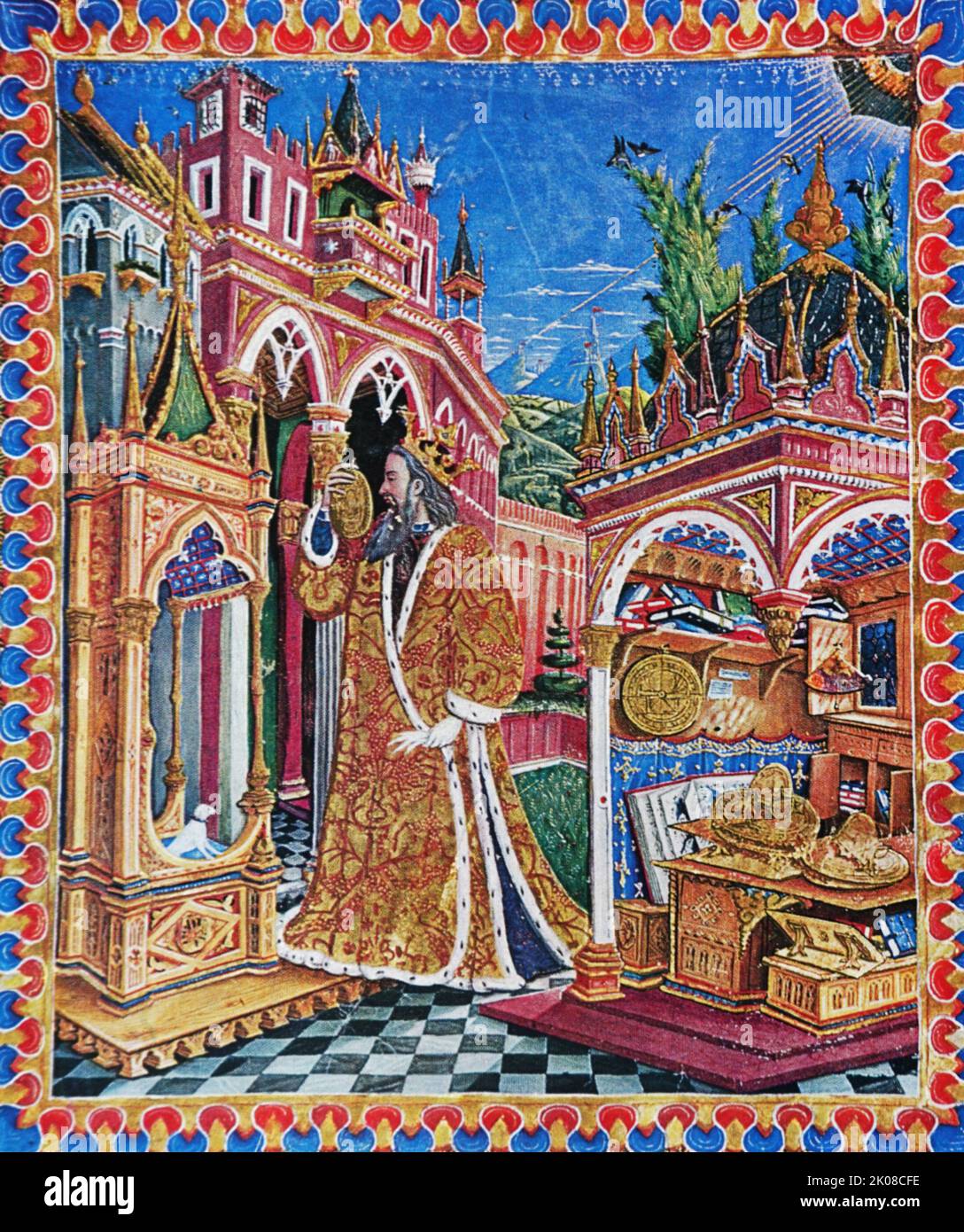 Suiveur de Belbello de Pavie. Ptolémée, Venise. Peinture religieuse. Belbello da Pavie (d. c. 1470), était un peintre italien Banque D'Images