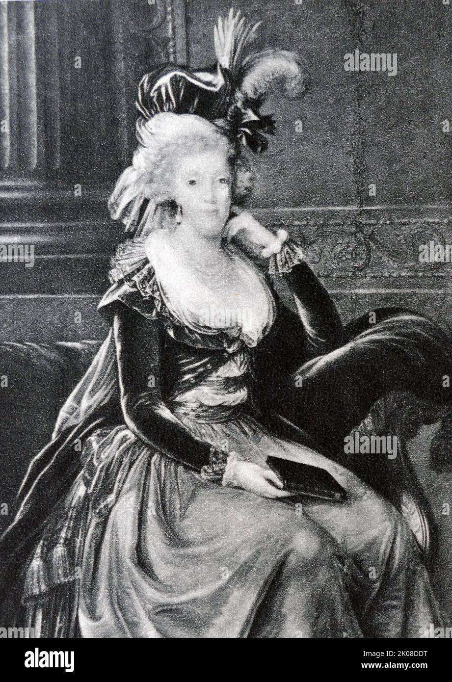 Marie-Charlotte Louise Joseph Jeanne-Antoinette d'Autriche, connue sous le nom de Marie-Caroline (1752-1814) après son mariage, était une archiduchesse d'Autriche qui devint la reine de Naples et de Sicile en 1768 et demeura ainsi jusqu'à ce que Joseph Bonaparte prenne le pouvoir en 1806. Elisabeth Louise Vigee le Brun (16 avril 1755 - 30 mars 1842), également connue sous le nom de Madame le Brun, était une peintre française, surtout des femmes, à la fin de 18th et au début de 19th siècles Banque D'Images