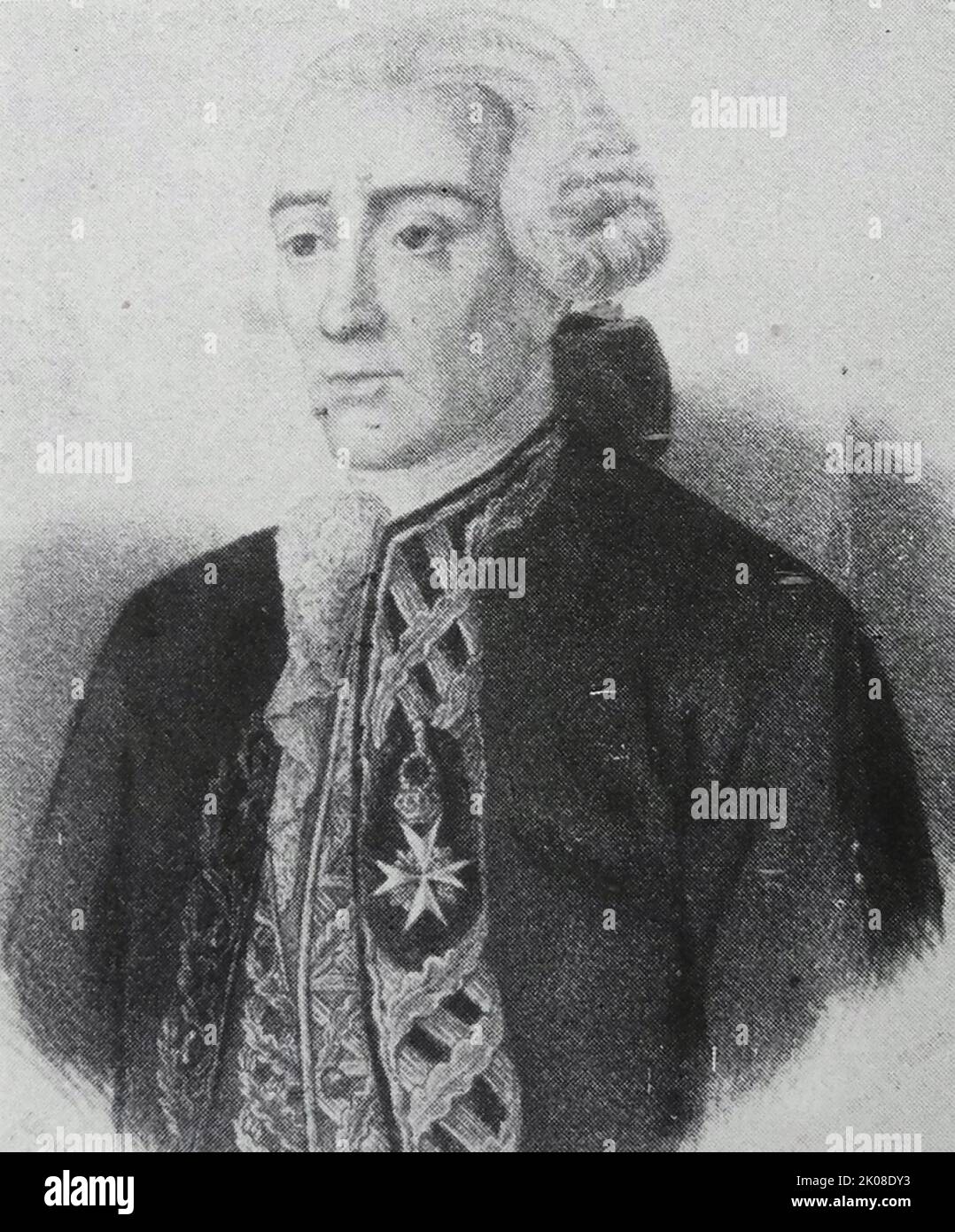 Jorge Juan y Santacilia (Novelda, Alicante, 5 janvier 1713 - Madrid, 21 juin 1773) était un mathématicien espagnol, scientifique, officier naval et marin. Il a déterminé que la Terre n'est pas parfaitement sphérique, mais qu'elle est oblongue, c'est-à-dire aplatie aux pôles. Juan a également mesuré avec succès les hauteurs des montagnes des Andes à l'aide d'un baromètre Banque D'Images