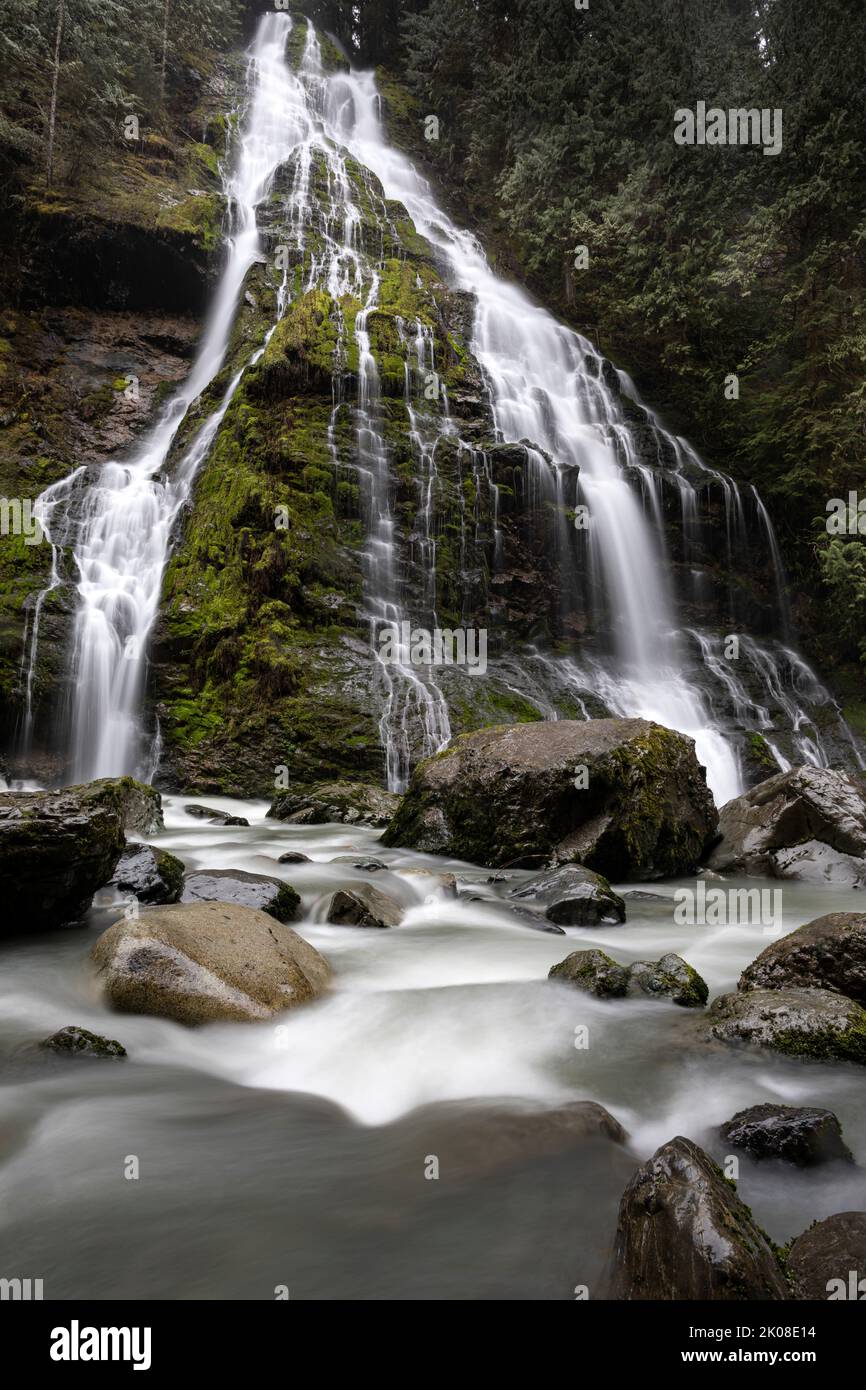 WA21967-00...WASHINGTON - Boulder Falls situé le long de la rivière Boulder dans la région sauvage de la rivière Boulder. Banque D'Images