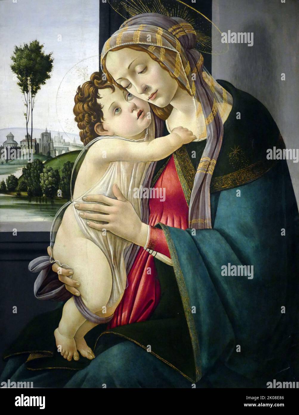 La Vierge à l'enfant, c1475-1500, de l'atelier d'Alessandro di Mariano di Vanni Filipepi (c. 1445 - 17 mai 1510), connu sous le nom de Sandro Botticelli, était un peintre italien du début de la Renaissance Banque D'Images