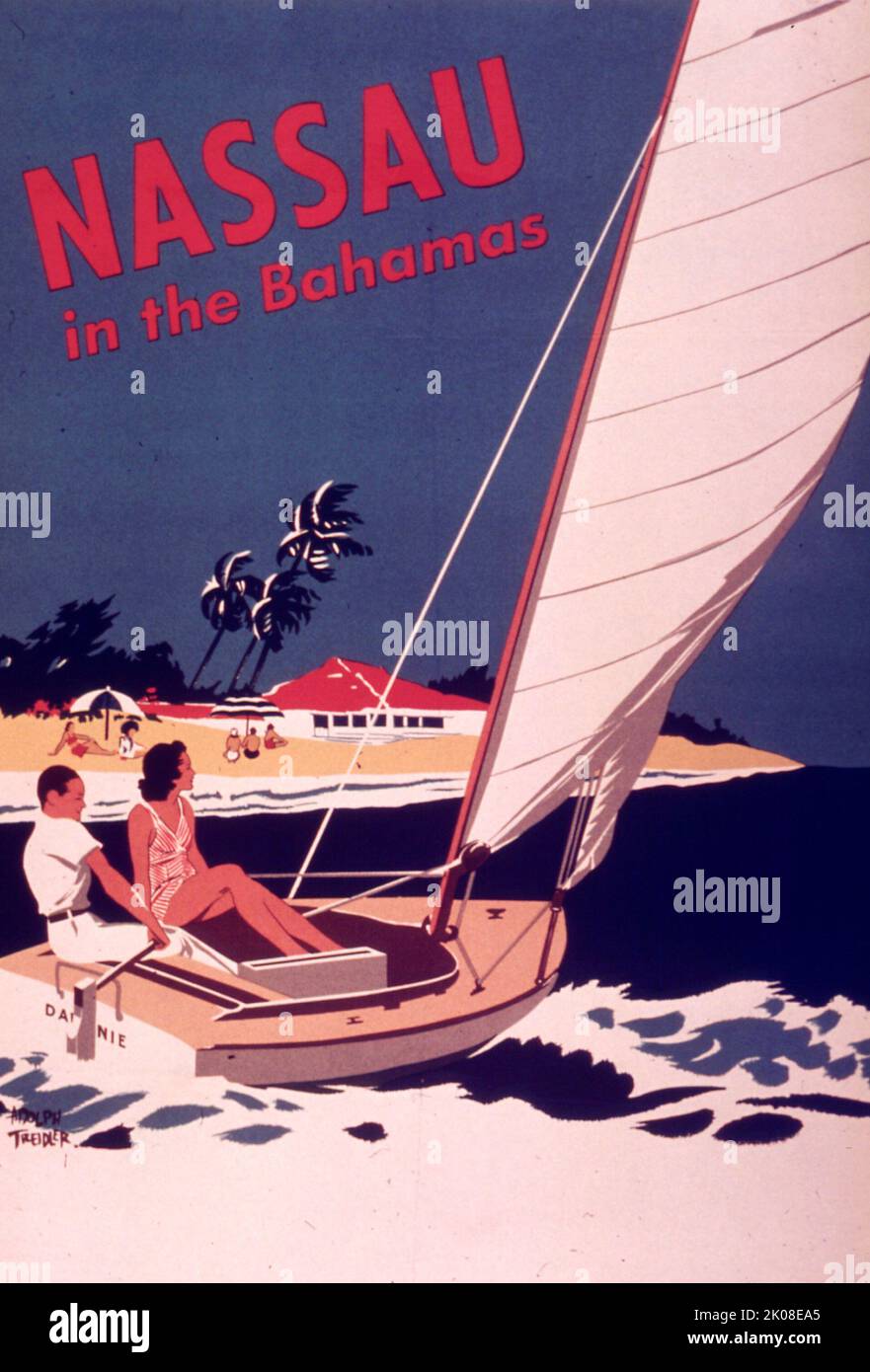 Nassau aux Bahamas - affiche publicitaire, 1940s Banque D'Images