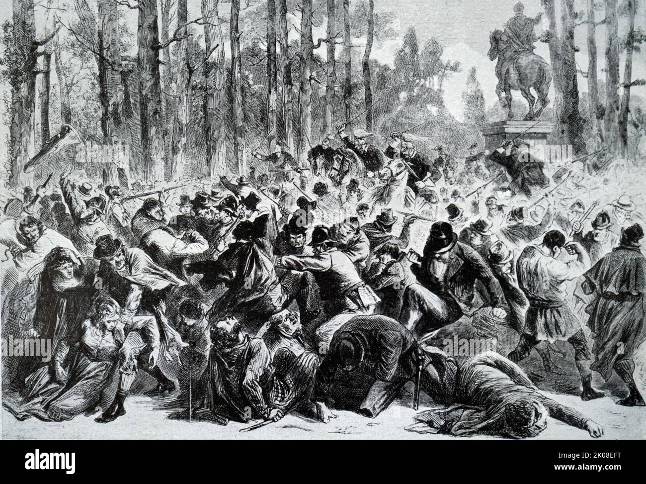 L'abattage à Phonix Park, Dublin. Les émeutes de 1871 dans le parc Phonix, à la suite d'une réunion des amis d'Amnesty Banque D'Images
