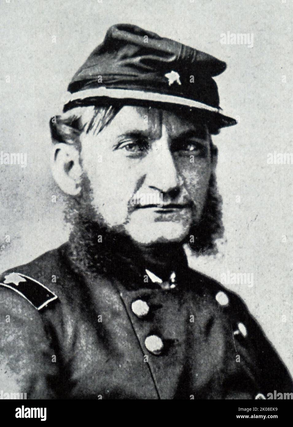 Le général de division Hugh Judson Kilpatrick (14 janvier 1836 - 4 décembre 1881) était officier dans l'armée de l'Union pendant la guerre civile américaine. Plus tard, il a été ministre des États-Unis au Chili et candidat non reçu à la Chambre des représentants des États-Unis. Le major général Hugh Judson Kilpatrick et le personnel Banque D'Images