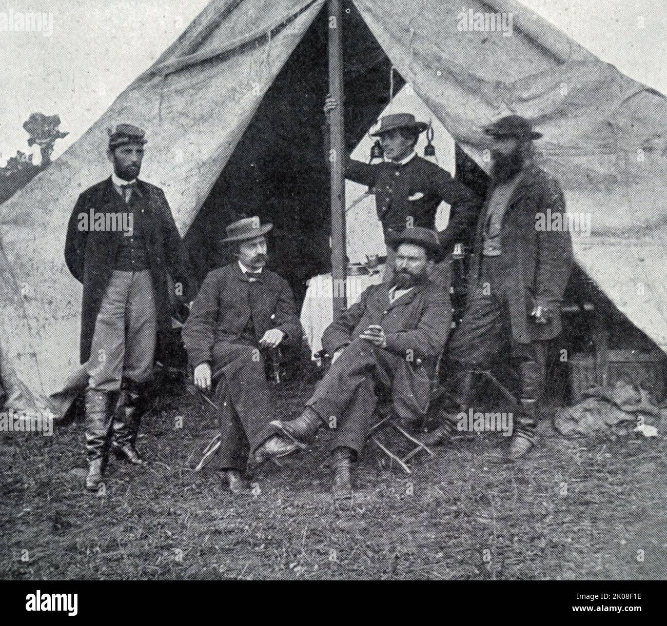 Le major Allan J. Pinkerton (25 août 1819 - 1 juillet 1884) était un cooper écossais, abolitionniste, détective et espion, mieux connu pour avoir créé l'agence nationale de détective Pinkerton pendant son séjour aux États-Unis. Le major Allan J. Pinkerton au quartier général du Service secret pendant la guerre civile américaine (12 avril 1861 - 9 mai 1865) une guerre civile aux États-Unis entre les États de l'Union et les États de la Confédération Banque D'Images