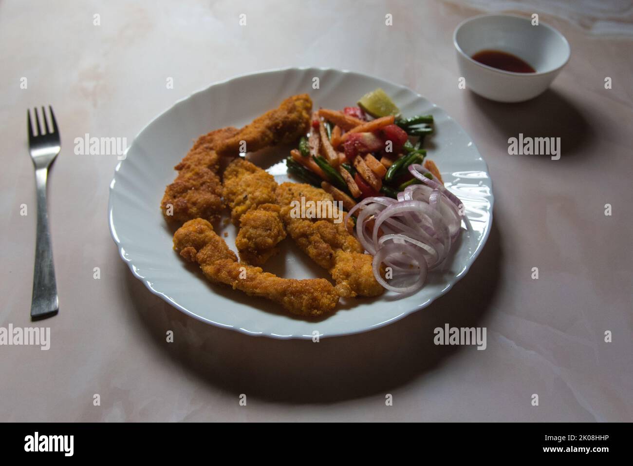 Aliments cuits ailes de poulet frites. Vue de dessus Banque D'Images