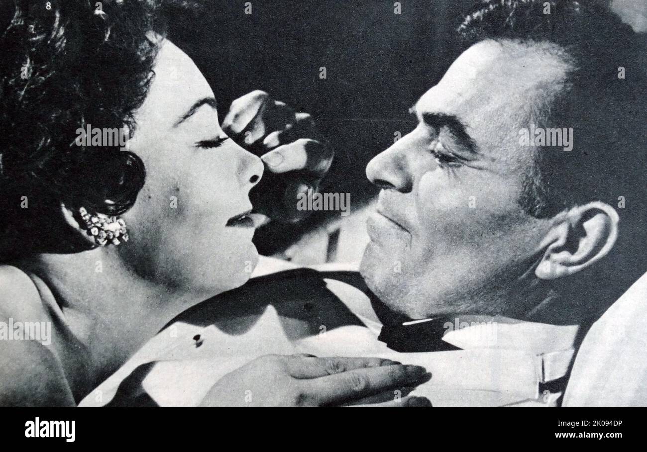 Revue de presse du film de 1959 A Touch of larceny, avec James Mason et Junia Crawford. Banque D'Images