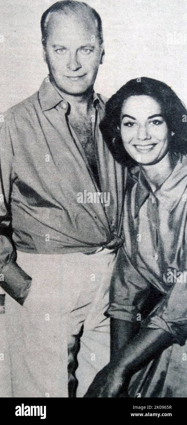 Curt Jurgens et sa femme Simone Bicheron. Curd Gustav Andreas Gottlieb Franz Jurgens (13 décembre 1915 - 18 juin 1982) est un acteur de scène et de cinéma germano-autrichien. Il était généralement facturé dans des films anglophones comme Curt Jurgens. Banque D'Images