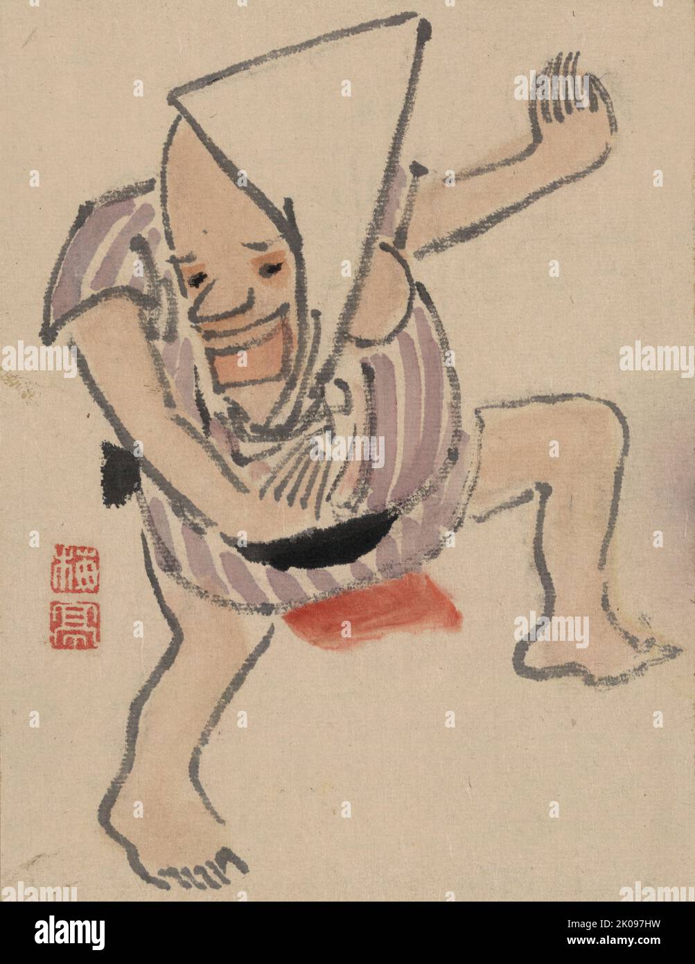 Caricature d'un danseur par Baitei Ki (1734-1810). Publié entre 1755 et 1810. Banque D'Images