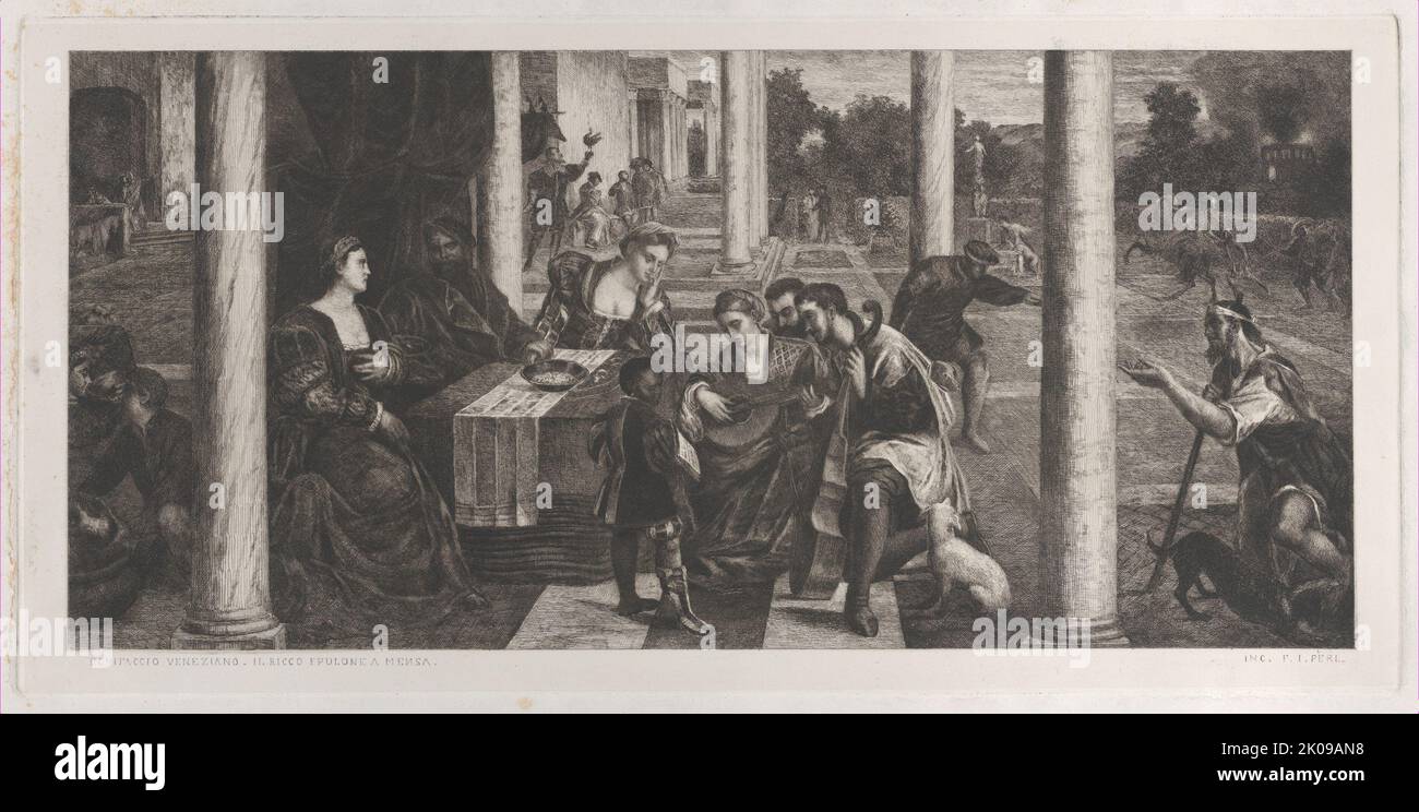 La parabole de l'homme riche (Dives) et Lazarus, 1700-1800. Banque D'Images