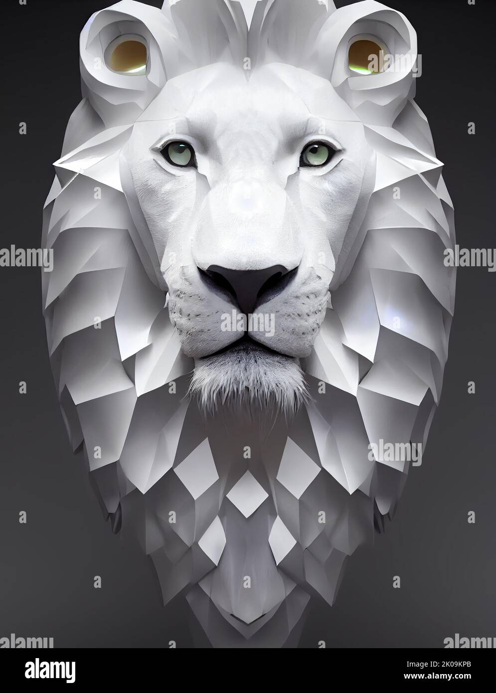 3D illustration d'un lion blanc en portrait Banque D'Images