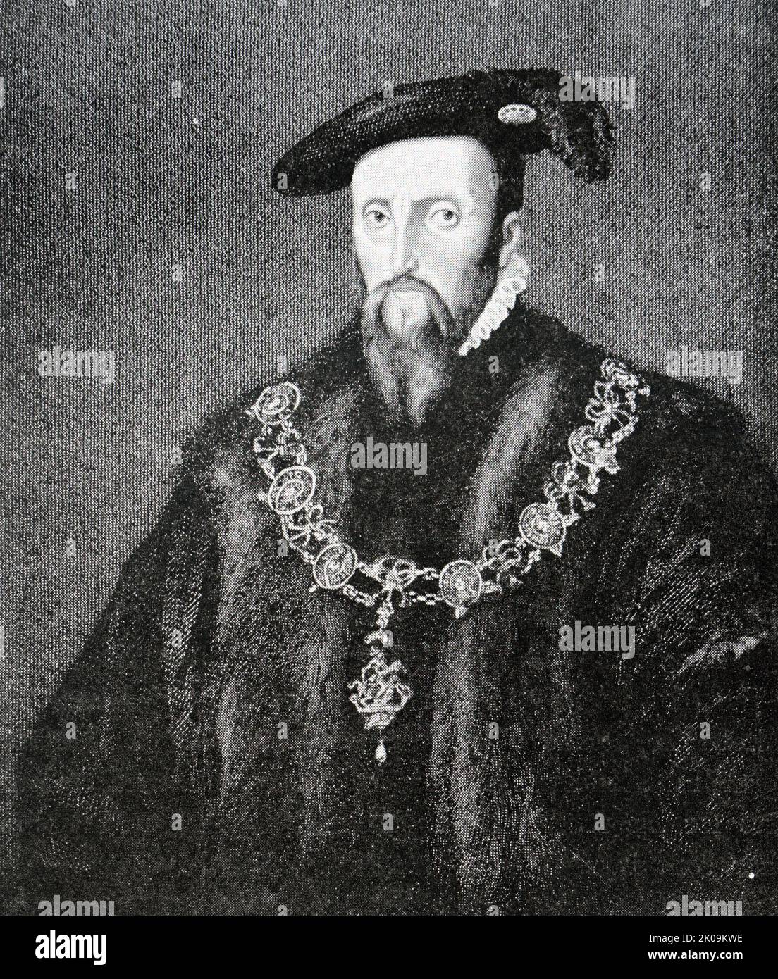 Edward Seymour, 1st duc de Somerset KG PC (1500 - 22 janvier 1552), également connu sous le nom d'Edward Semel, était le frère aîné survivant de la reine Jane Seymour (d. 1537), la troisième femme du roi Henri VIII Il a été Lord Protector d'Angleterre de 1547 à 1549 pendant la minorité de son neveu le roi Edward VI (1547-1553). Malgré sa popularité auprès du peuple commun, ses politiques ont souvent mis en colère le gentry et il a été renversé. Banque D'Images