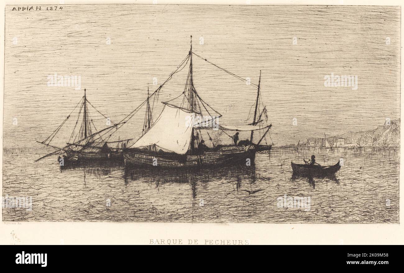 Barque de Pecheurs, 1874. Banque D'Images