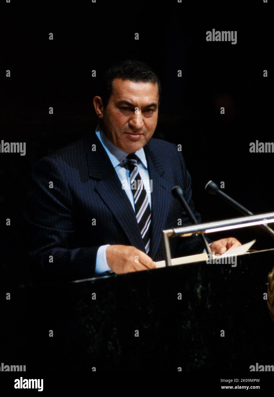 Muhammad Hosni El Sayed Mubarak (4 mai 1928 - 25 février 2020) était un chef militaire et politique égyptien qui a servi comme quatrième président de l'Égypte de 1981 à 2011. Banque D'Images
