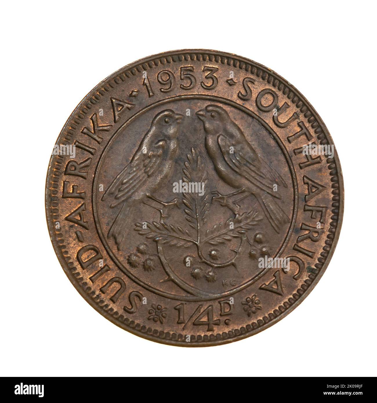 Afrique du Sud un trimestre 1/4 Penny coin en date de 1953 Banque D'Images