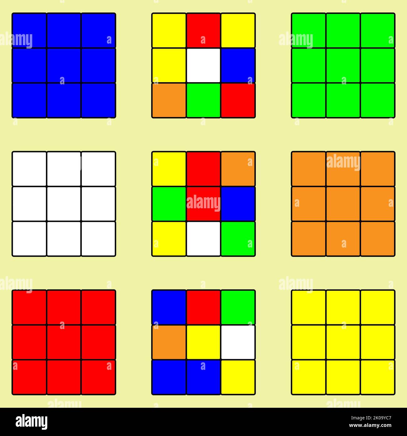 Rubik's cube, Rubik's cube faces avec plusieurs couleurs Banque D'Images