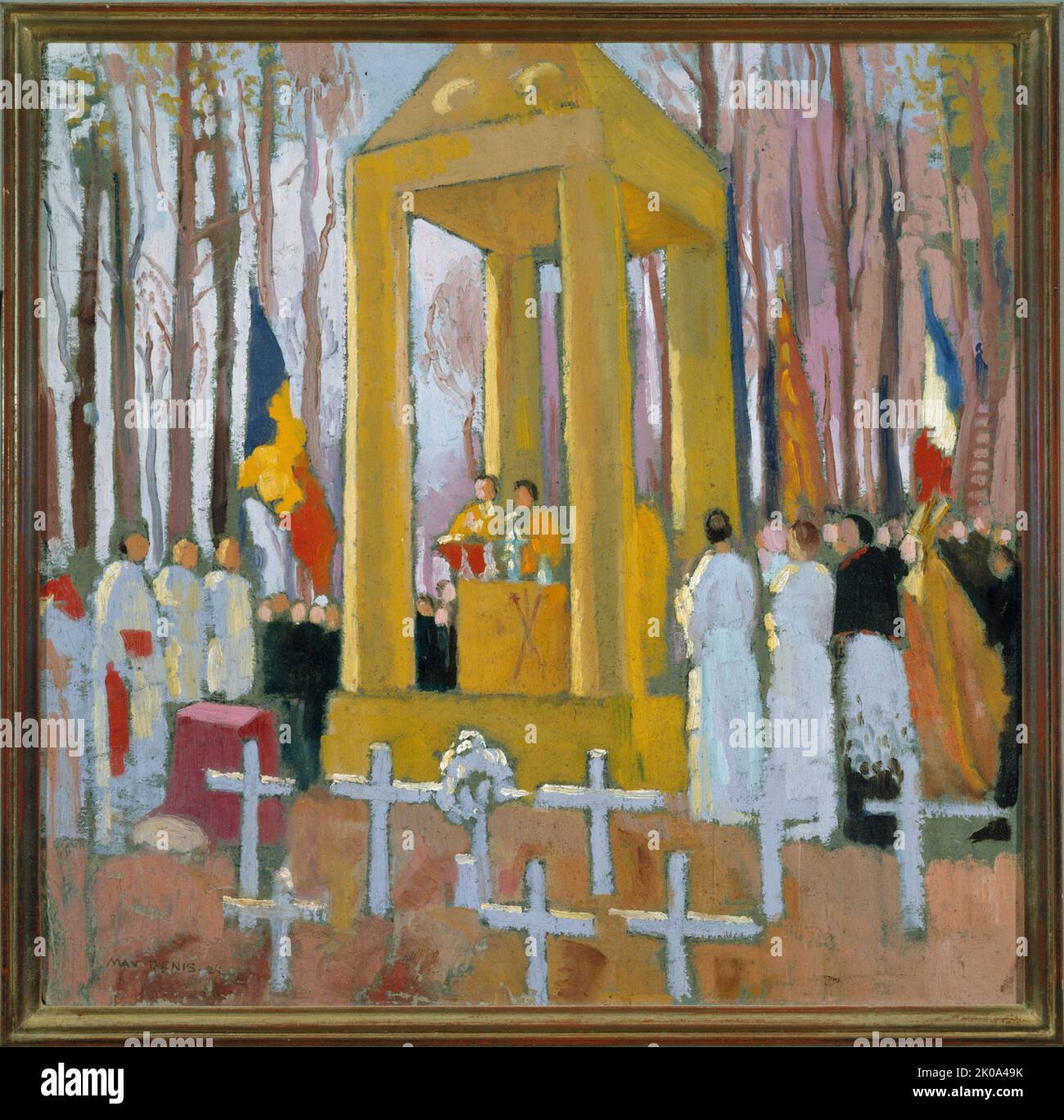 Messe devant la tombe d'Ernest Psichari, 1924. Banque D'Images