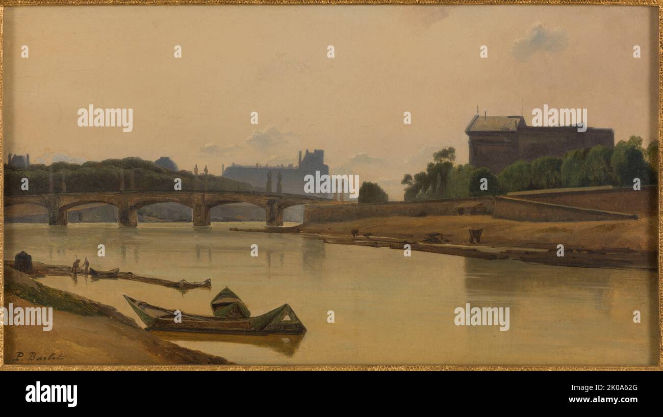 Pont de la Concorde vu du Quai de la Conférence, vers 1830, c1830. Banque D'Images