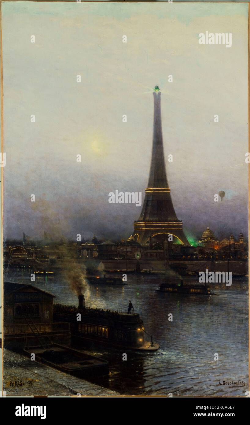 La Tour Eiffel, la nuit, 1889. Banque D'Images