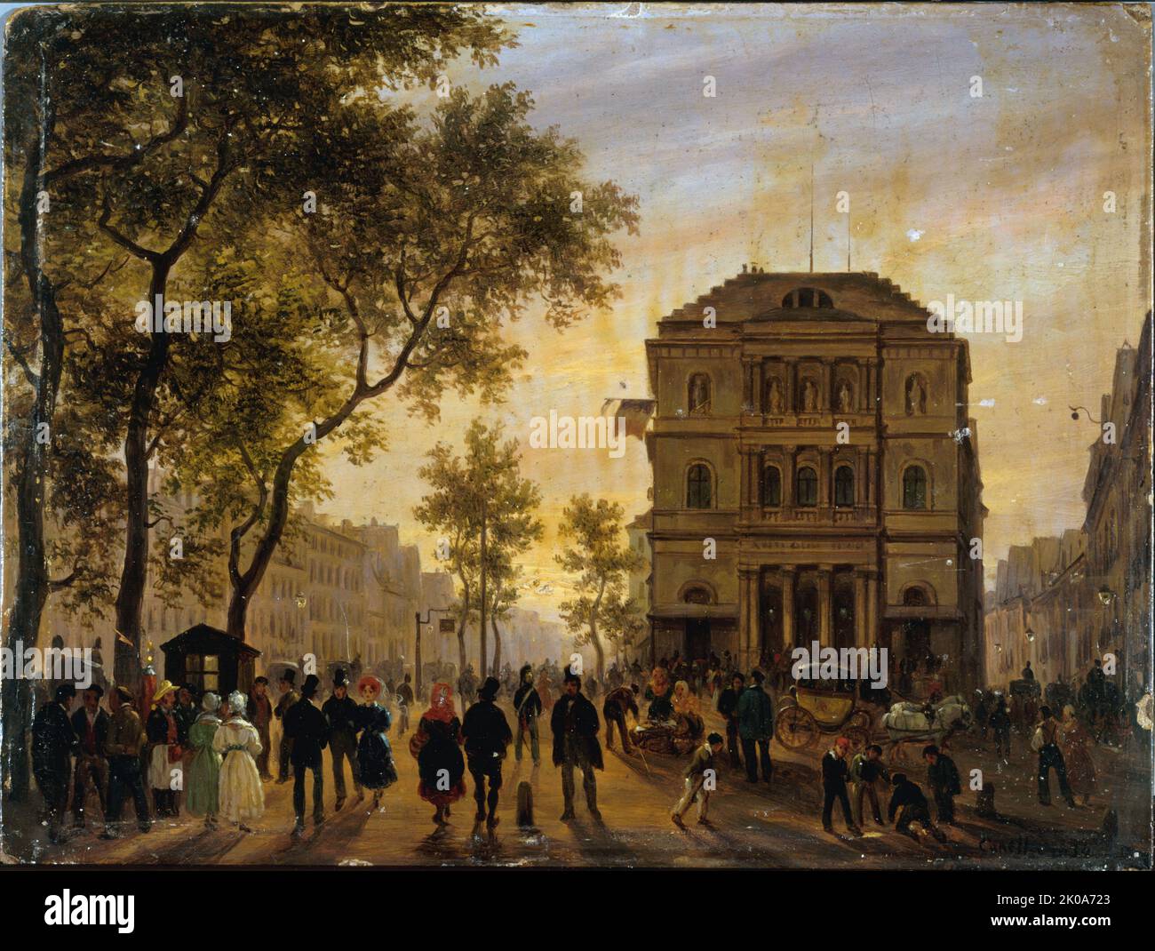 Théâtre de l'Ambigu-Comique et boulevard Saint-Martin, 1830. Banque D'Images