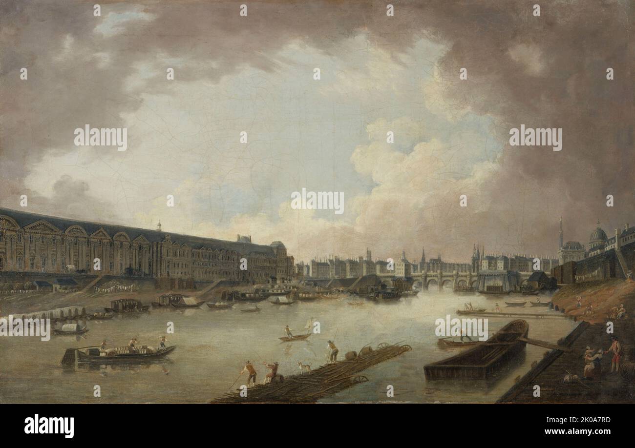 Grande Galerie, le Pont-neuf et l'Ile de la Cité, vu du Pont Royal, c1775. Banque D'Images