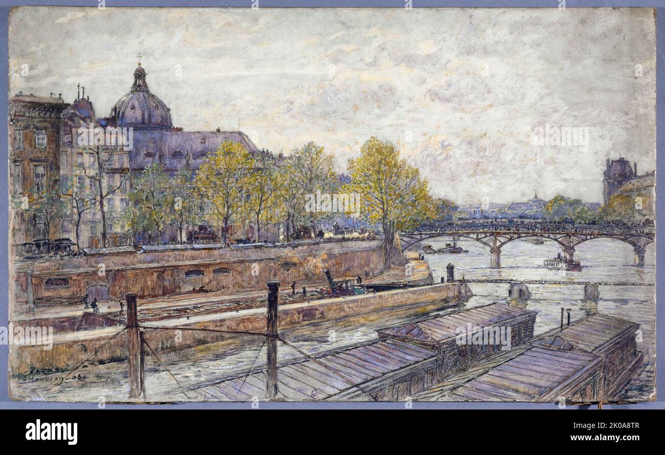 Quai Conti et le Pont des Arts, 1905. Banque D'Images