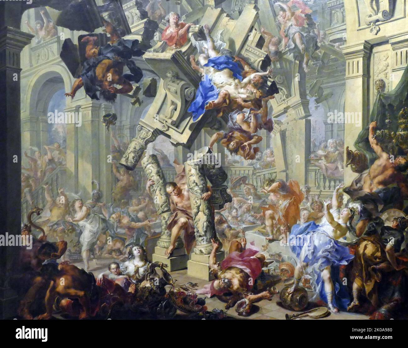 La vengeance de Samson, C1730-1740. Huile sur cuivre par Johann Georg Platzer (1704-1761), peintre et dessinateur autrichien prolifique Rococo Banque D'Images