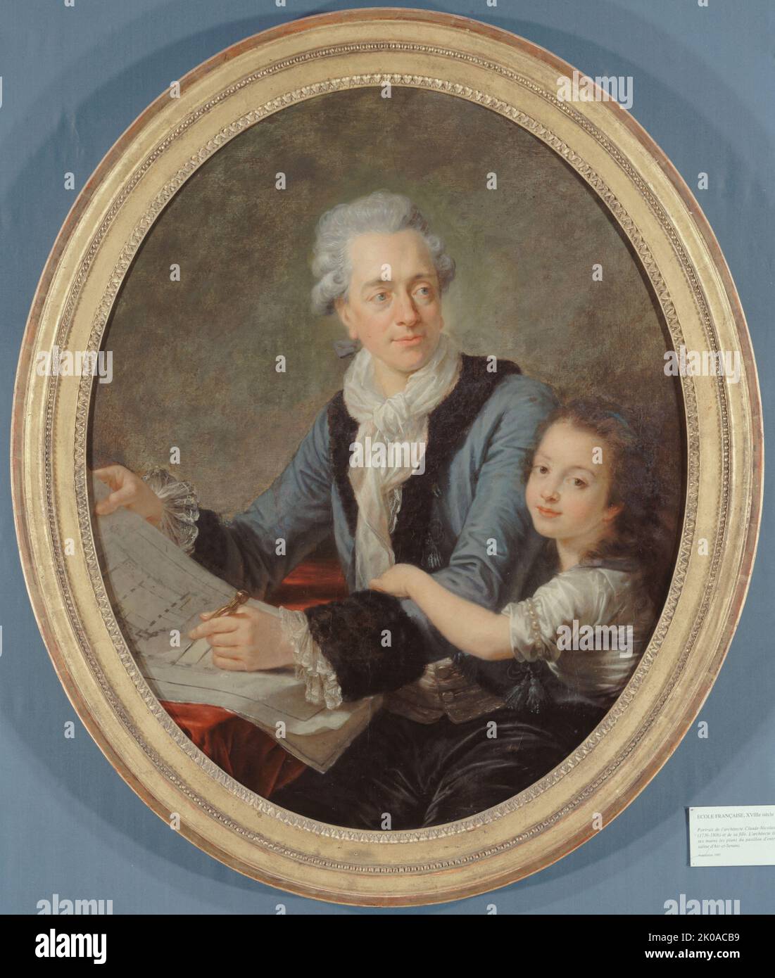 Portrait de Nicolas Ledoux (1736-1806), architecte, avec sa fille Adelaide, c1775 &#x2014; 1779. Banque D'Images