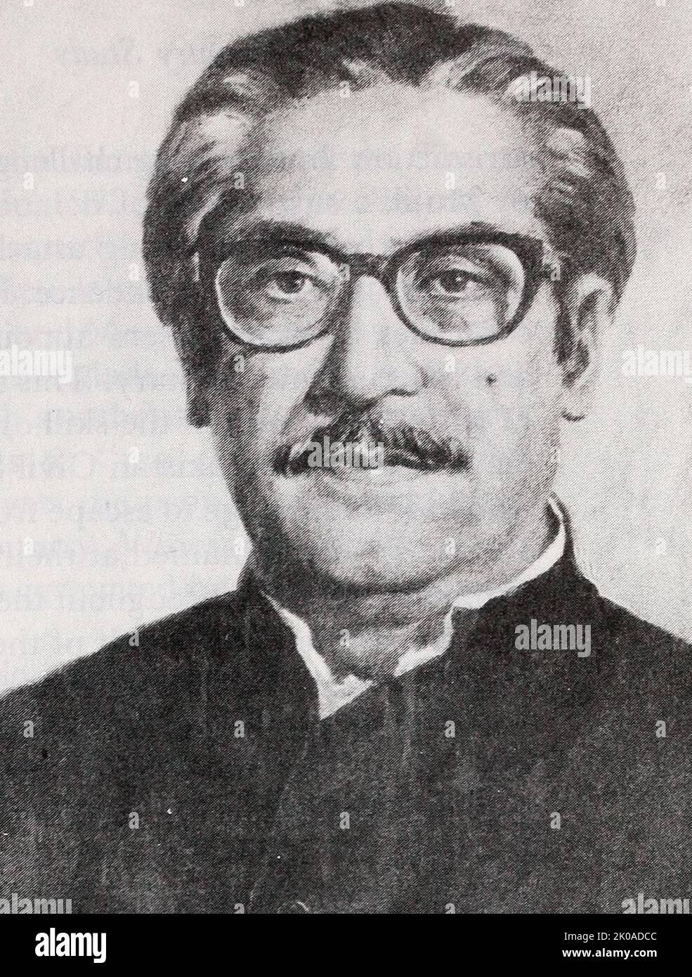 Sheikh Mujibur Rahman (1920 - 1975), homme politique bangladais, homme d'État et père fondateur du Bangladesh, qui a servi comme premier président et plus tard comme premier ministre du Bangladesh d'avril 1971 jusqu'à son assassinat en août 1975. Mujib est reconnu pour avoir mené avec succès la campagne pour l'indépendance du Bangladesh par rapport au Pakistan Banque D'Images