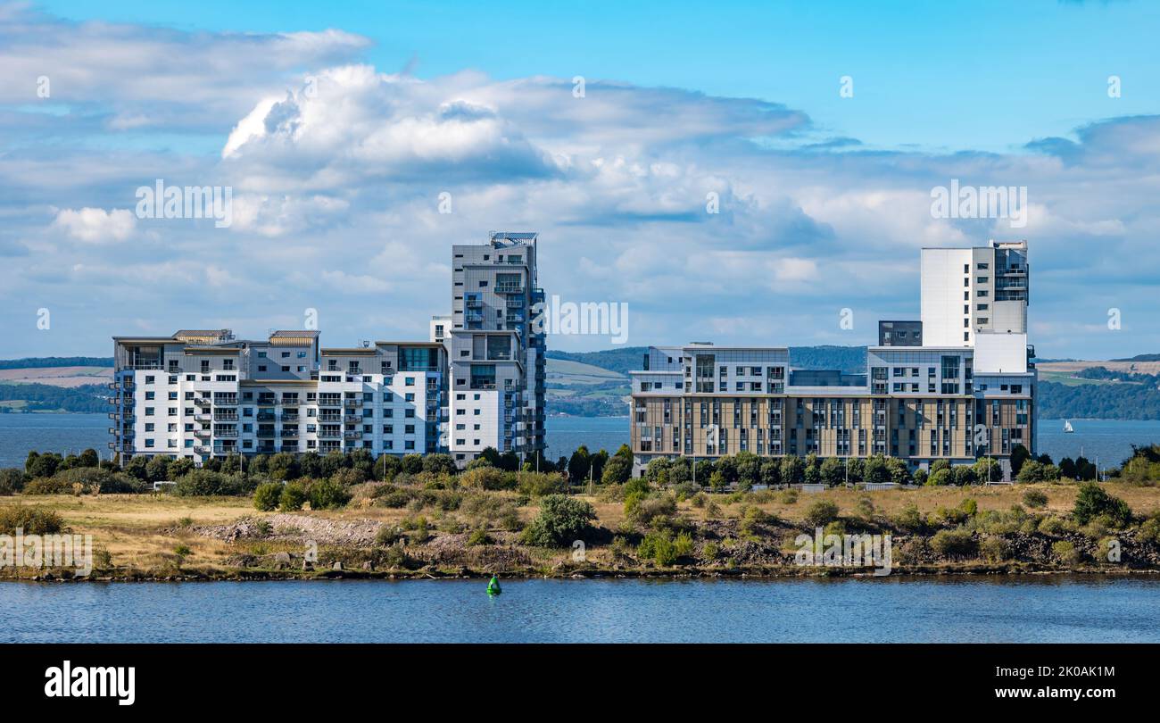 Immeubles modernes en hauteur à Platinum point, Western Harbour, Édimbourg, Écosse, Royaume-Uni Banque D'Images