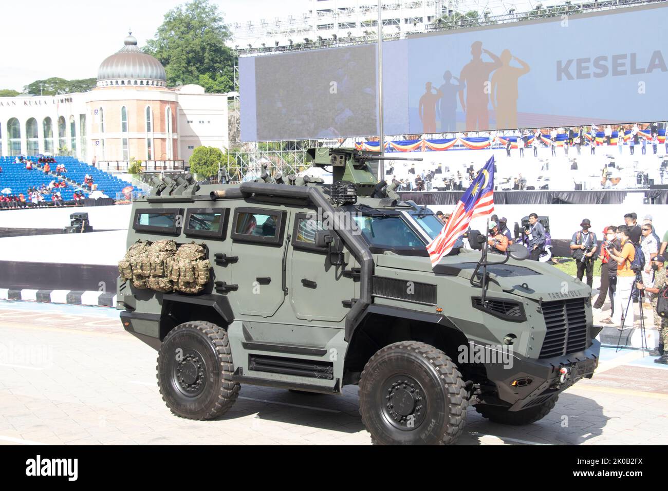 Mildef Tarantula véhicule blindé de haute mobilité (HMAV) de la Force armée malaisienne lors de la parade de la Journée nationale de la Malaisie 65th à Kuala Lumpur, en Malaisie. Banque D'Images