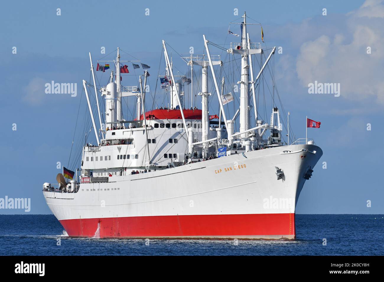 Le plus grand navire-musée du monde digne de la mer CAP SAN DIEGO au fjord de Kiel Banque D'Images