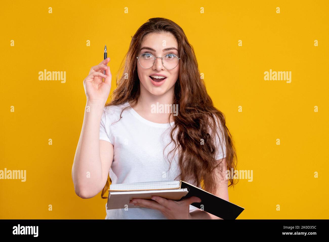 femme inspirée portrait idée créative enthousiaste Banque D'Images