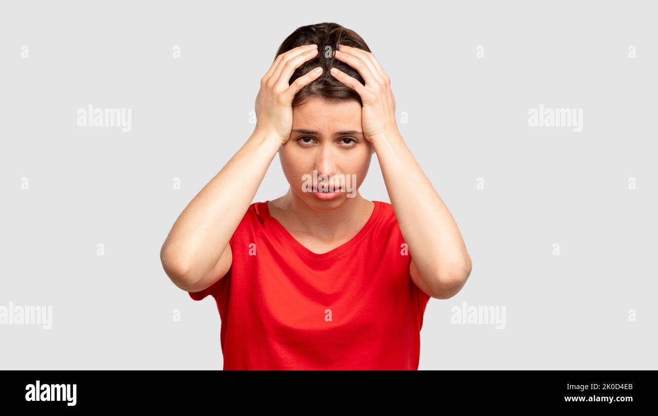 sentiment de frustration épuisé femme portrait Banque D'Images