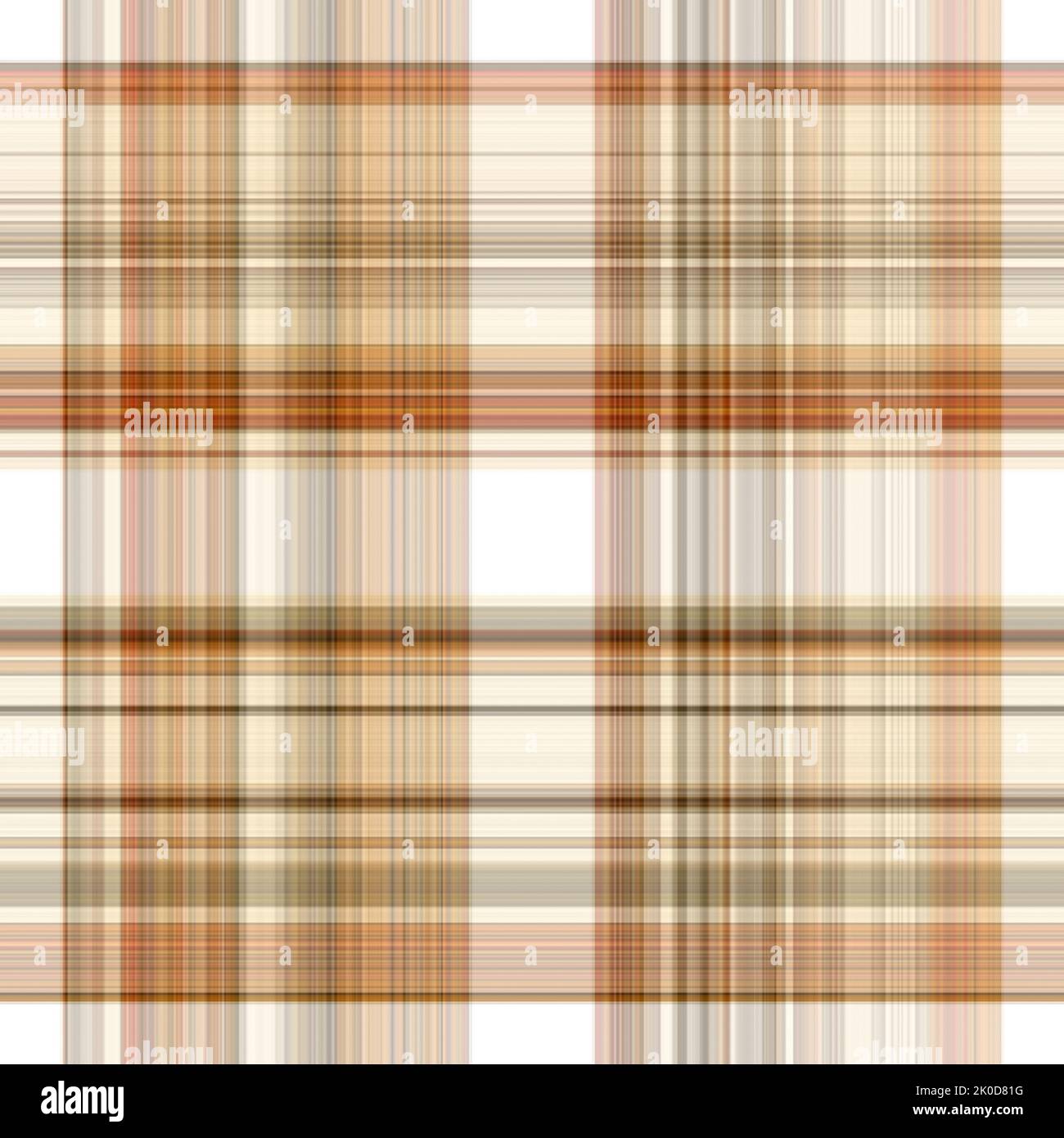 Tissu écossais blanc forêt à motif sans couture. Motif écossais de forêt automnale ton sur ton avec texture organique. Arrière-plan de bande orange pour papier peint rugueux. Banque D'Images