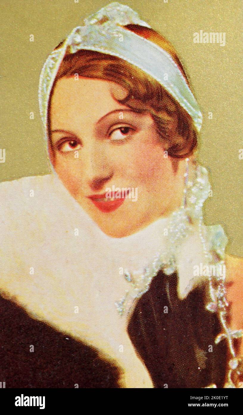 Photo colorée d'Ekaterina Nagy von Cziser, mieux connue sous le nom de scène de Kathe von Nagy (4 avril 1904 - 20 décembre 1973), était une actrice, mannequin, danseuse et chanteuse hongroise qui travaillait dans le cinéma allemand et français. Banque D'Images