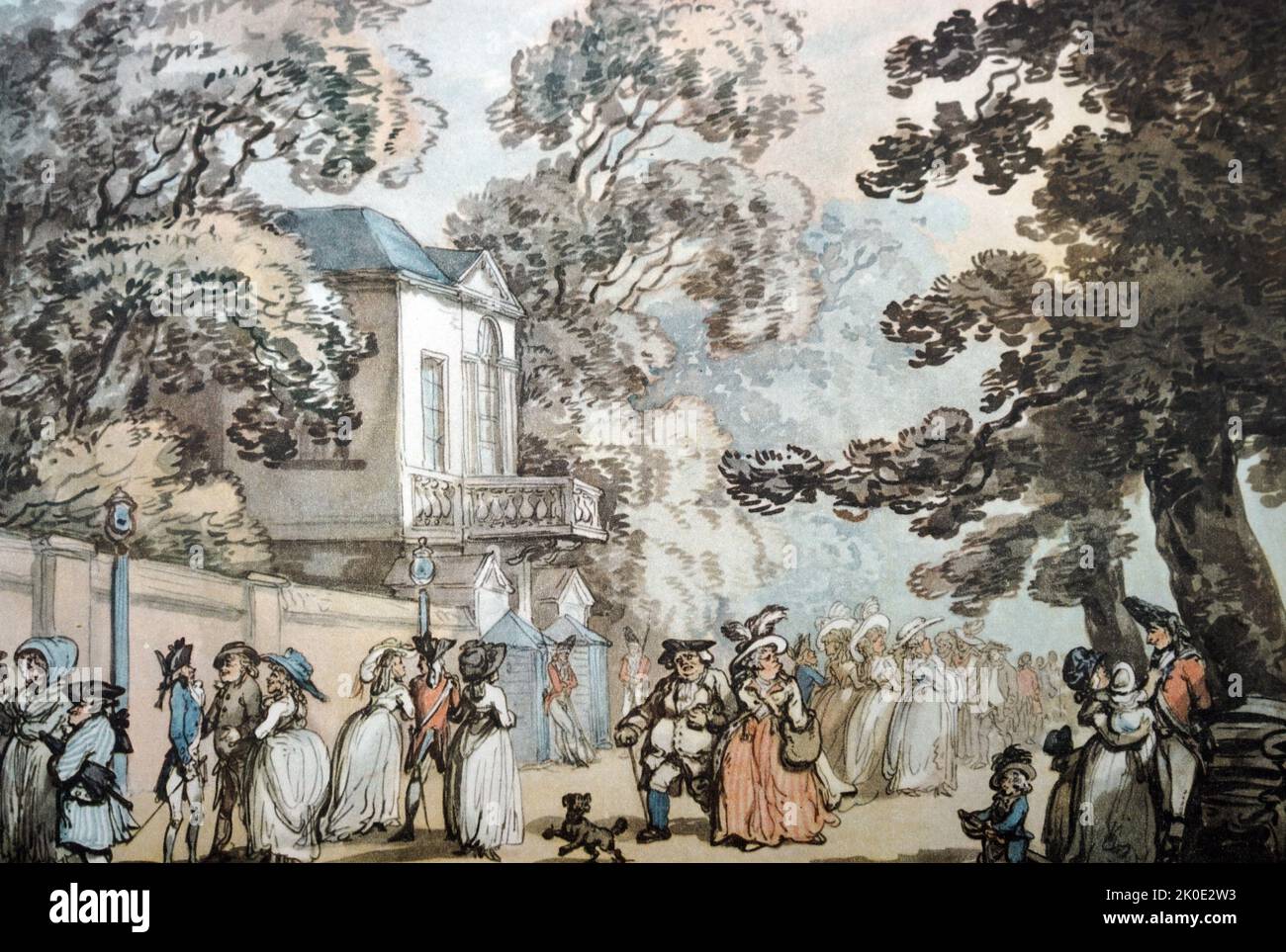 Entrée aux jardins Mall Spring. Peinture de paysage par Thomas Rowlandson. Banque D'Images