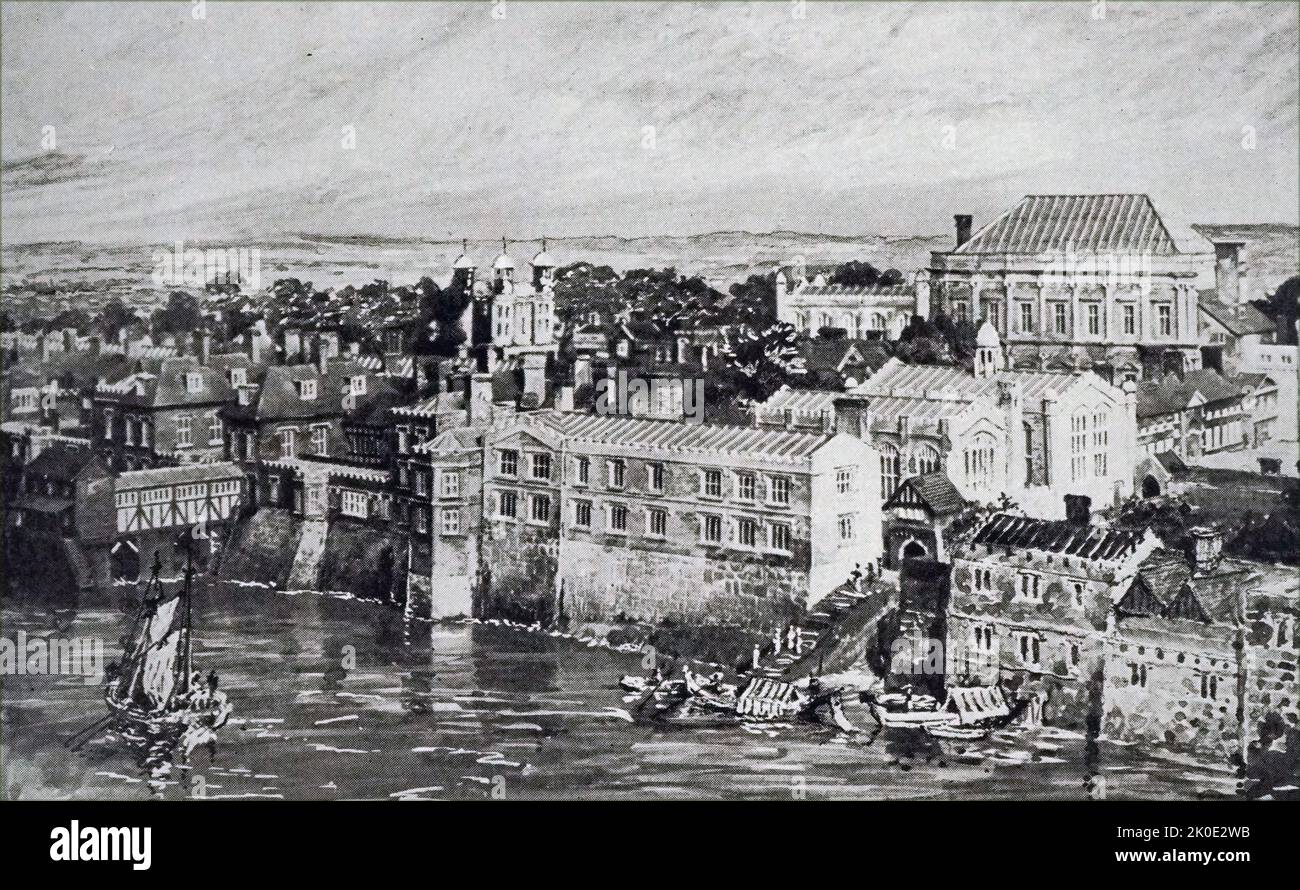 Le Palais de Whitehall. D'un modèle de John B Thorp dans la Royal United Service institution. John Thorpe ou Thorp (c.1565-1655) était un architecte anglais. Banque D'Images Le Palais de Whitehall. D'un modèle de John B Thorp dans la Royal United Service institution. John Thorpe ou Thorp (c.1565-1655) était un architecte anglais. Banque D'Images