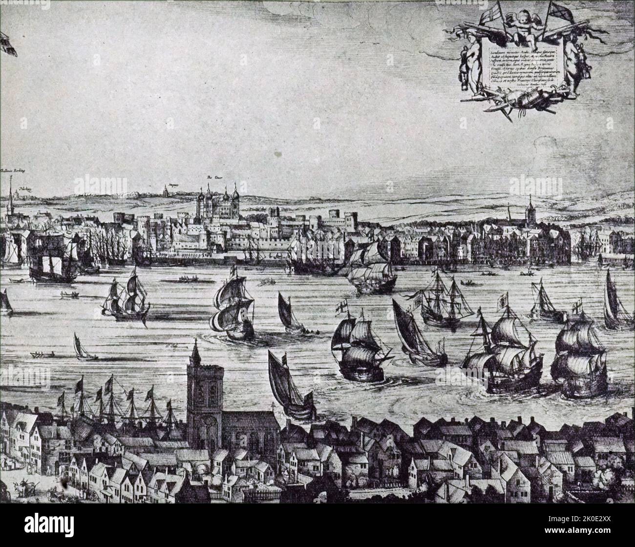 Bridewell Palace et Blackfriars Monastère à l'entrée de Fleet River. D'un modèle de John B Thorp au London Museum. John Thorpe ou Thorp (c.1565-1655) était un architecte anglais. Banque D'Images