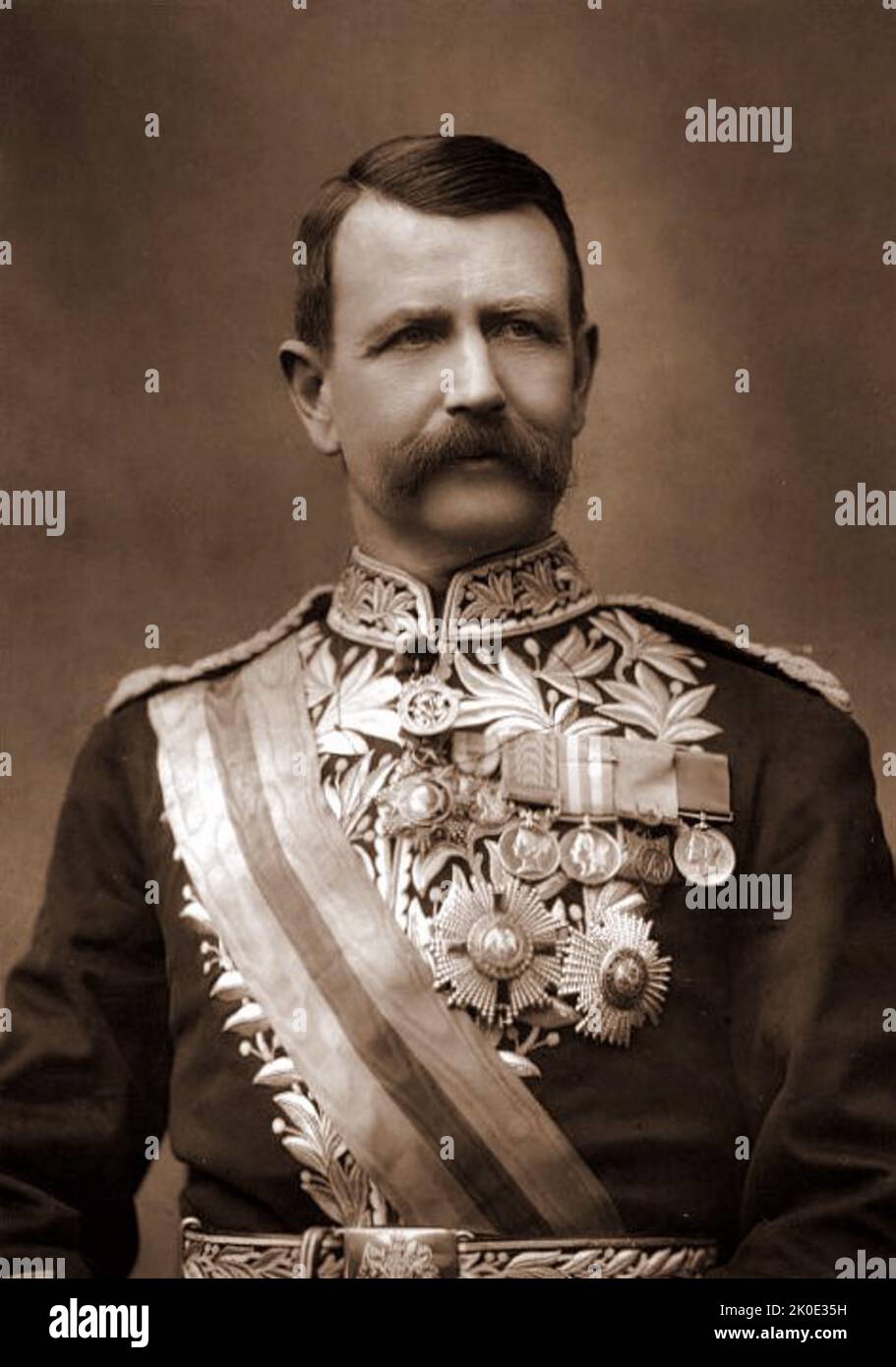 Général Sir Charles Warren, (1840 - 1927) officier des Royal Engineers britanniques. Il a été chef de police, chef de la police métropolitaine de Londres, de 1886 à 1888 pendant les meurtres de Jack l'Éventreur. Banque D'Images