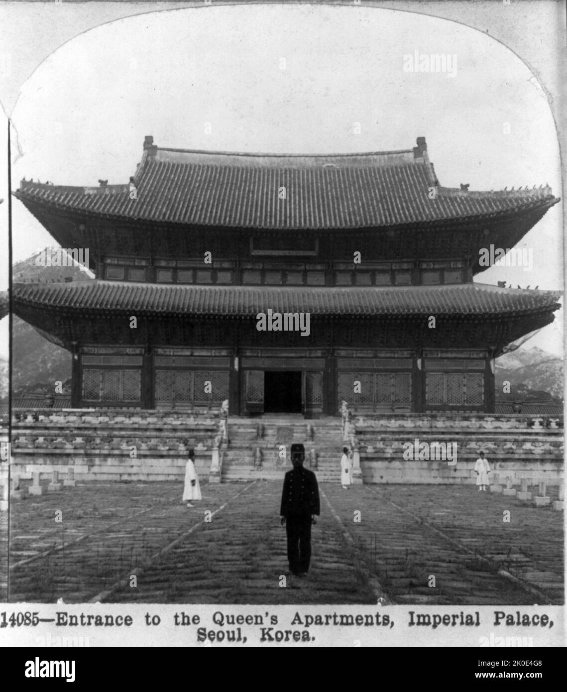 Les appartements de la reine au Palais Royal, Séoul, Corée, 1900. Banque D'Images