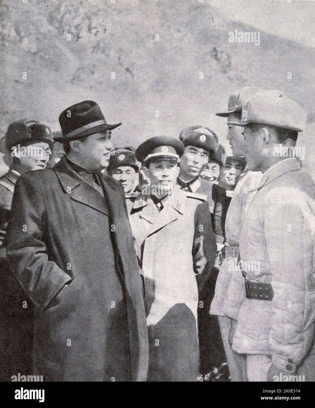 L'idée de Chollima a été utilisée par Kim il-sung pour dynamiser les travailleurs en Corée du Nord afin de sortir le pays des décombres de la guerre de Corée pour obtenir une vie meilleure et un pays plus prospère en peu de temps. Kim il-sung a introduit le terme Chollima pour la première fois en décembre 1956, peu avant le début du plan quinquennal 1957-61. Banque D'Images