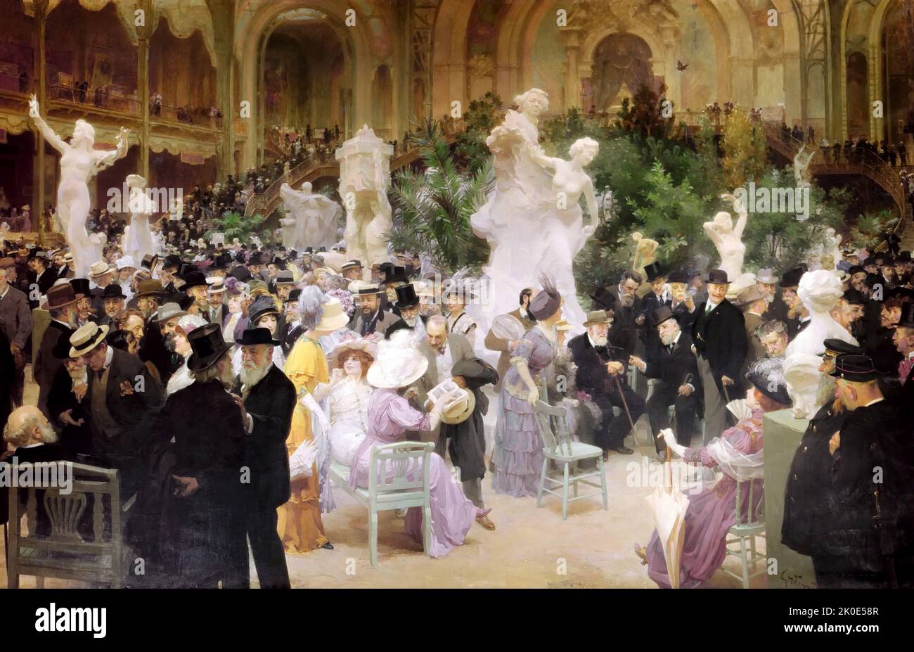 Vendredi au salon des artistes français par Jules-Alexandre Grun (1868 - 1938) peintre post-impressionniste français, poster et illustrateur. 1911. Banque D'Images