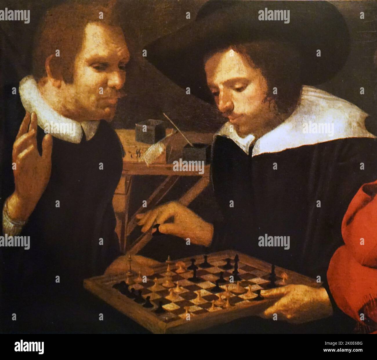 Peinture intitulée "les joueurs d'échecs" par Karel van Mander (1548-1606) un peintre, poète, historien d'art et théoricien flamand, 16th siècle. Banque D'Images