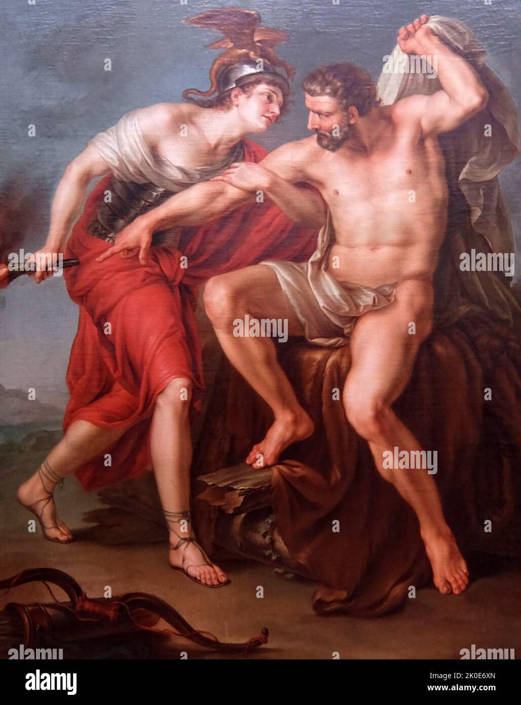 Hercules se brûlant sur le pyre en présence de son ami Philoctetes, 1782 ans, par Ivan Akimov (1755-1814). Ivan Akimovich Akimov (22 mai 1755 - 15 mai 1814 à Saint-Pétersbourg) est un peintre russe de style classique. Banque D'Images