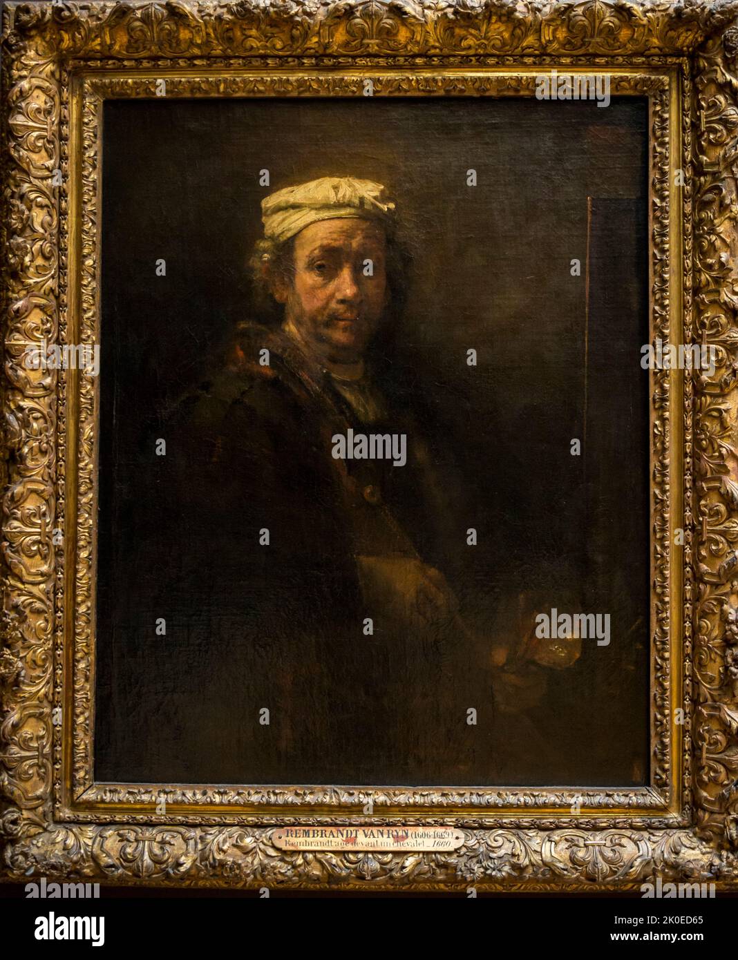 Rembrandt autoportrait, Musée du Louvre, le musée le plus visité au monde et un monument historique à Paris, France. C'est la maison de certains Banque D'Images