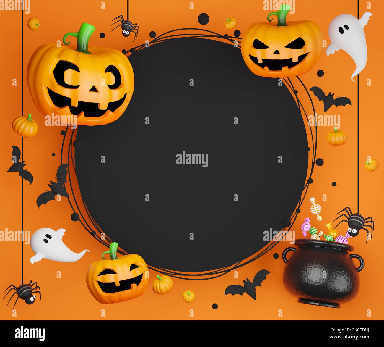 Arrière-plan de l'objet Halloween. Espace de copie. 3d illustration Banque D'Images