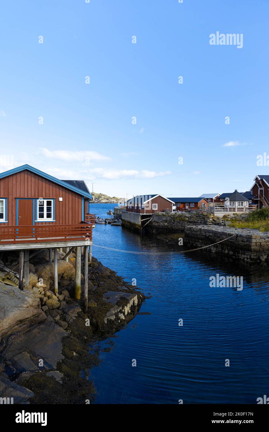 Petites maisons de pêche à Å, Lofoten, Norvège Banque D'Images